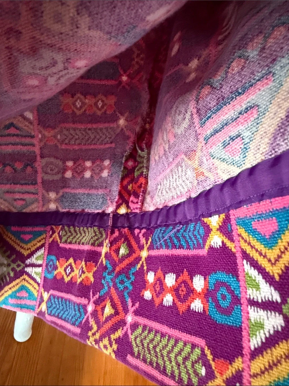 Vintage 70s Handmade Purple Pink & Teal Southwestern Tribal Maxi Skirt Small